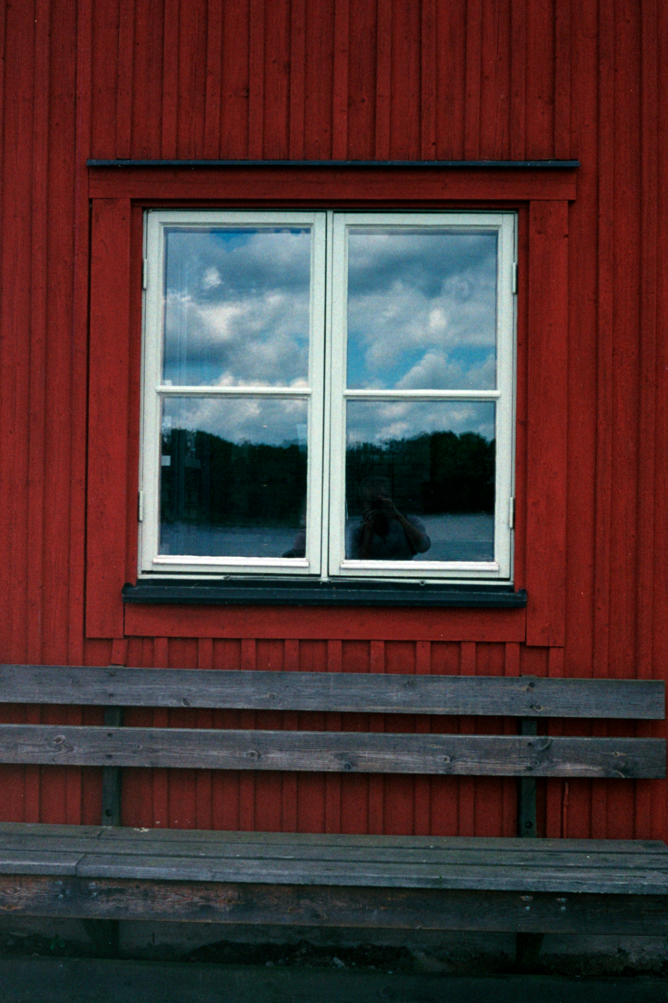 white wooden framed glass window